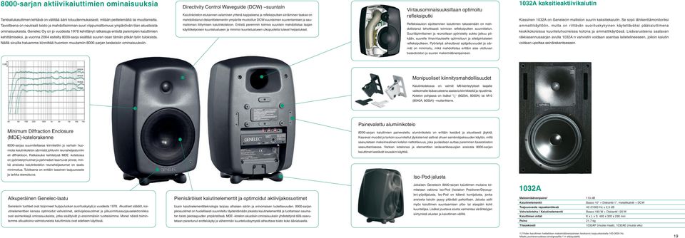 Genelec Oy on jo vuodesta 1978 kehittänyt ratkaisuja entistä parempien kaiuttimien kehittämiseksi, ja vuonna 2004 esitelty 8000-sarja sisältää suuren osan tämän pitkän työn tuloksista.