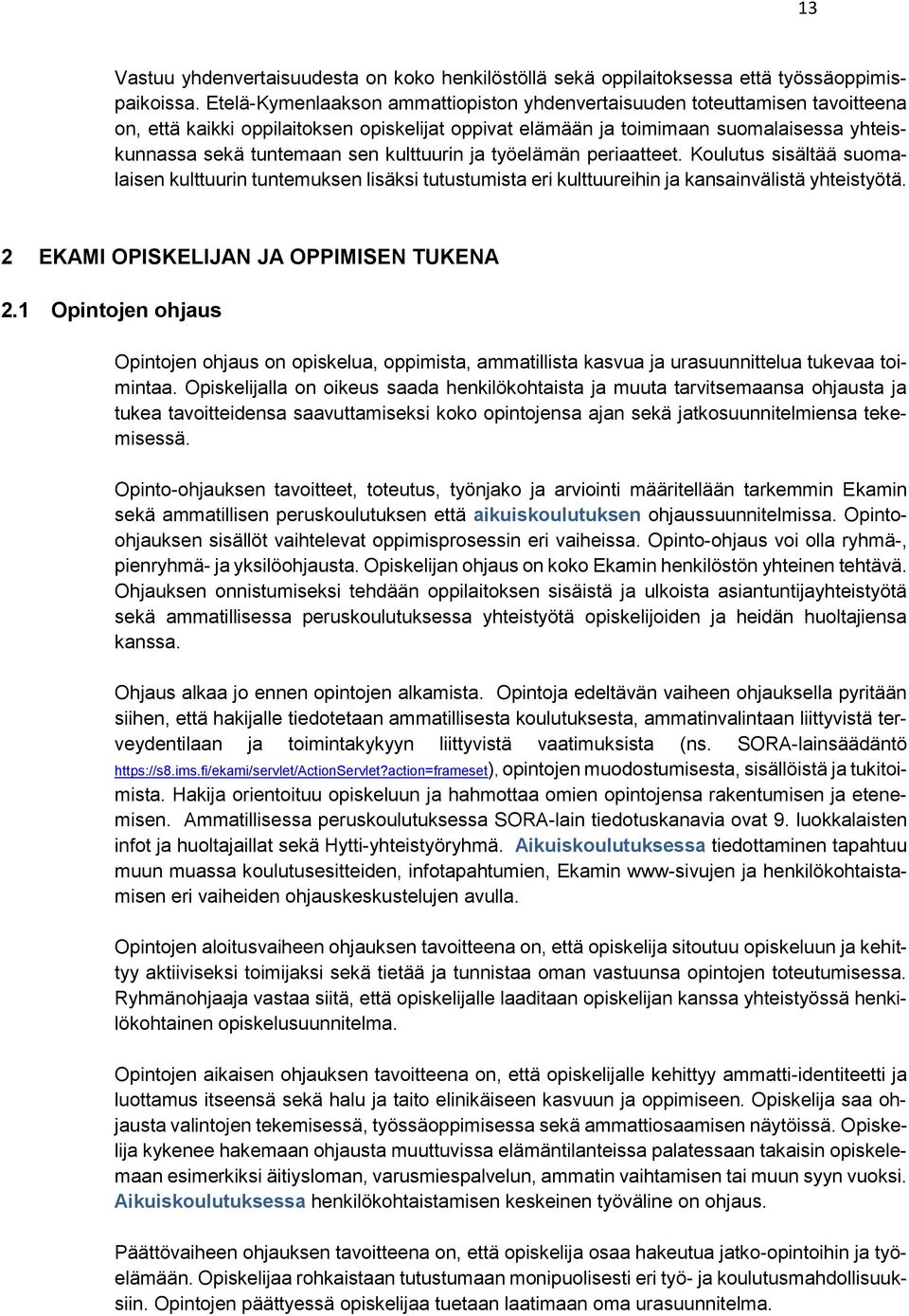 kulttuurin ja työelämän periaatteet. Koulutus sisältää suomalaisen kulttuurin tuntemuksen lisäksi tutustumista eri kulttuureihin ja kansainvälistä yhteistyötä.