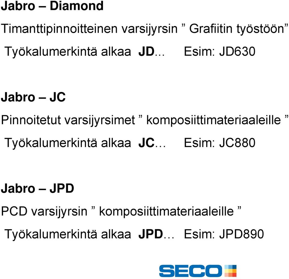 .. Esim: JD630 Jabro JC Pinnoitetut varsijyrsimet
