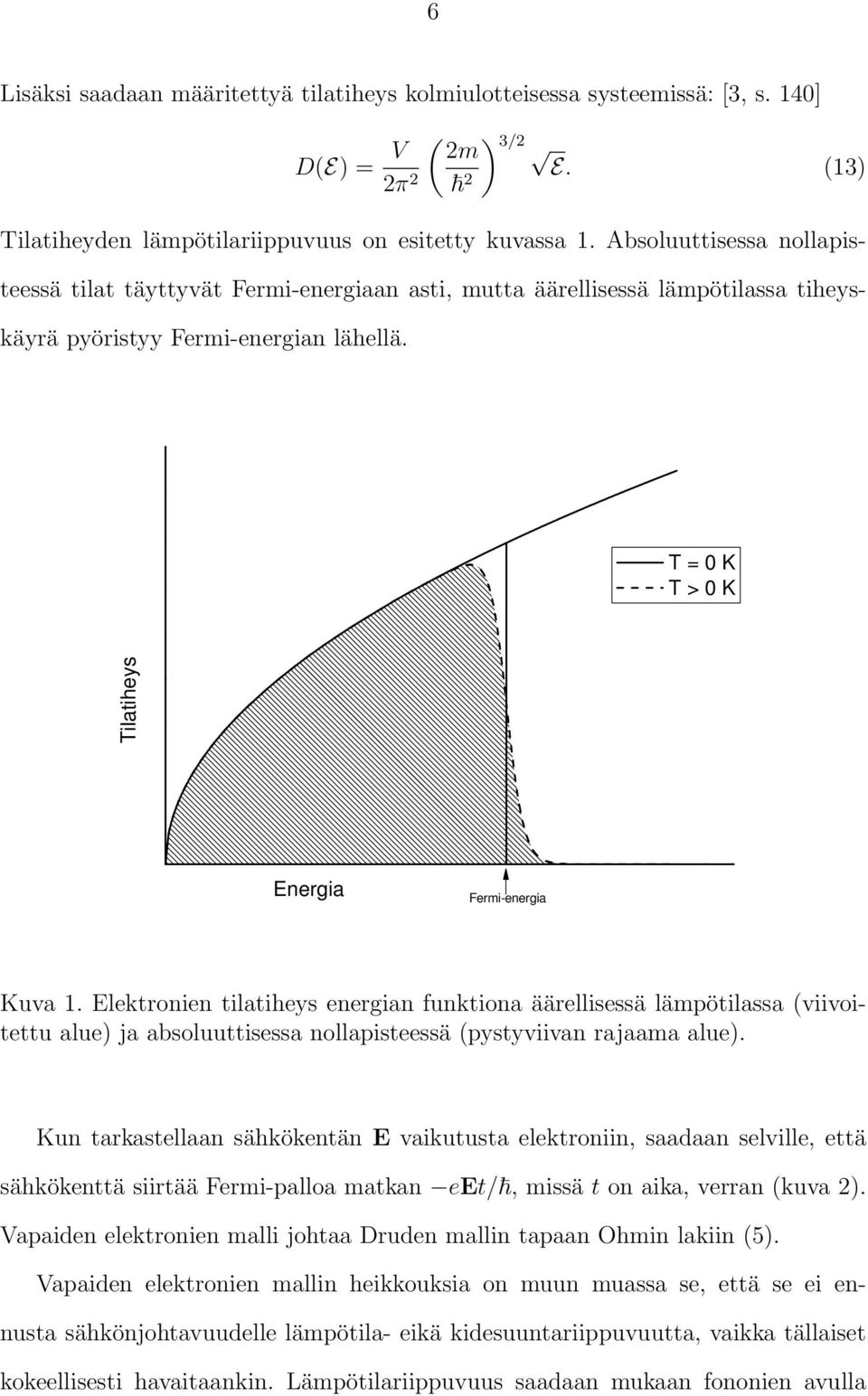 2 T = 0 K T > 0 K T ila tih e y s E n e rg ia F e rm i-e n e rg ia Kuva 1.