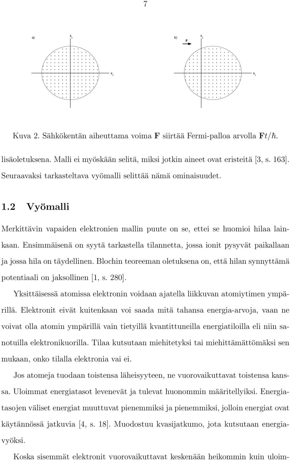 Ensimmäisenä on syytä tarkastella tilannetta, jossa ionit pysyvät paikallaan ja jossa hila on täydellinen. Blochin teoreeman oletuksena on, että hilan synnyttämä potentiaali on jaksollinen [1, s.