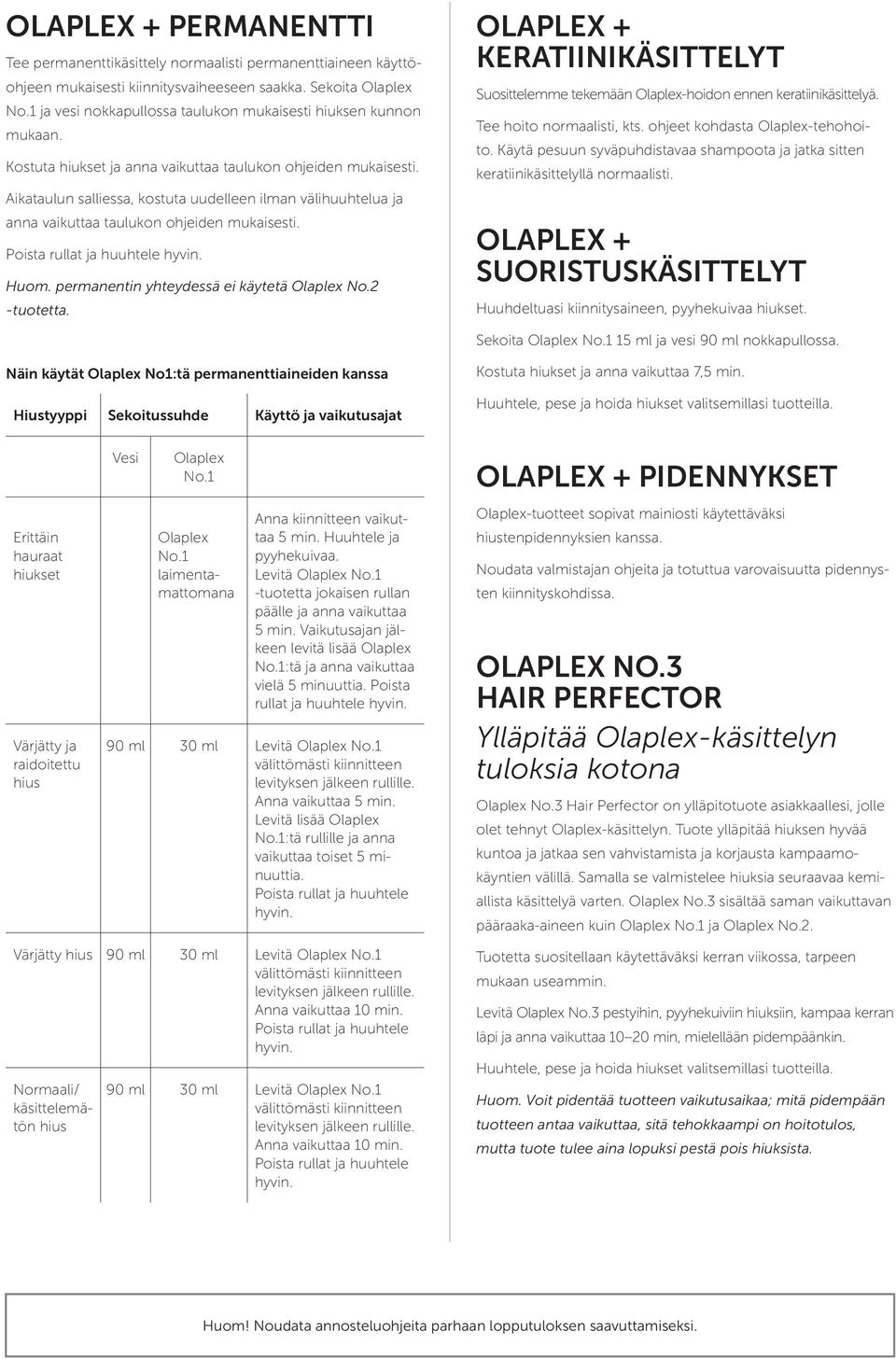 Aikataulun salliessa, kostuta uudelleen ilman välihuuhtelua ja anna vaikuttaa taulukon ohjeiden mukaisesti. Poista rullat ja huuhtele hyvin. Huom. permanentin yhteydessä ei käytetä Olaplex No.