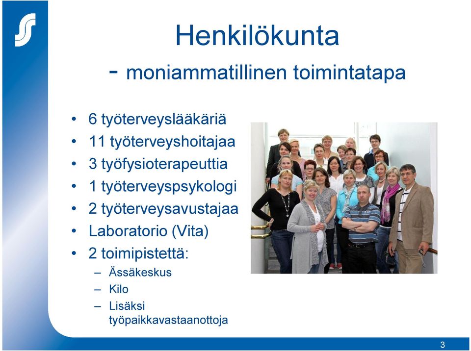 työfysioterapeuttia 1 työterveyspsykologi 2