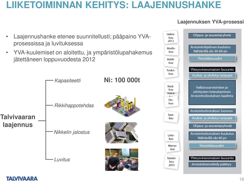 on aloitettu, ja ympäristölupahakemus jätettäneen loppuvuodesta 2012