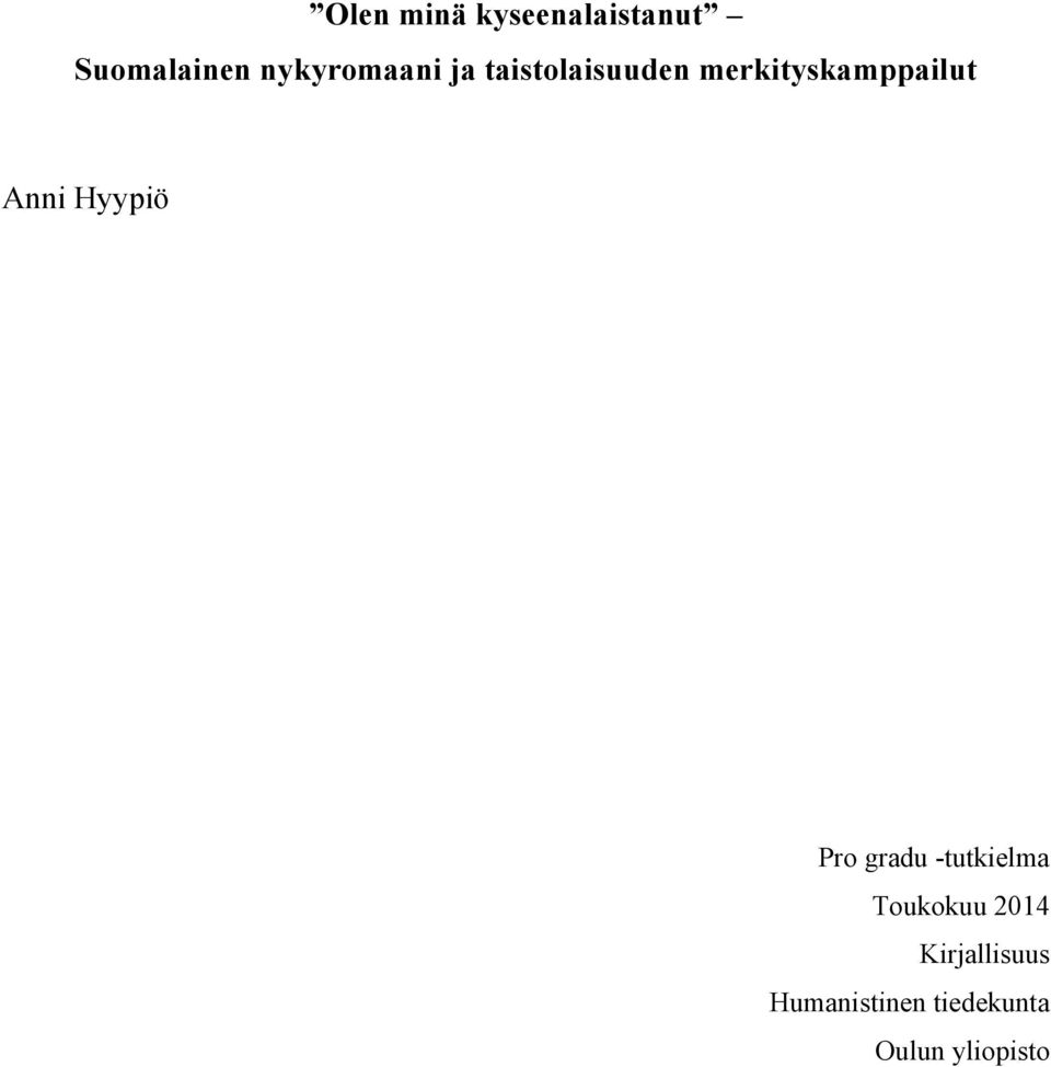 merkityskamppailut Anni Hyypiö Pro gradu