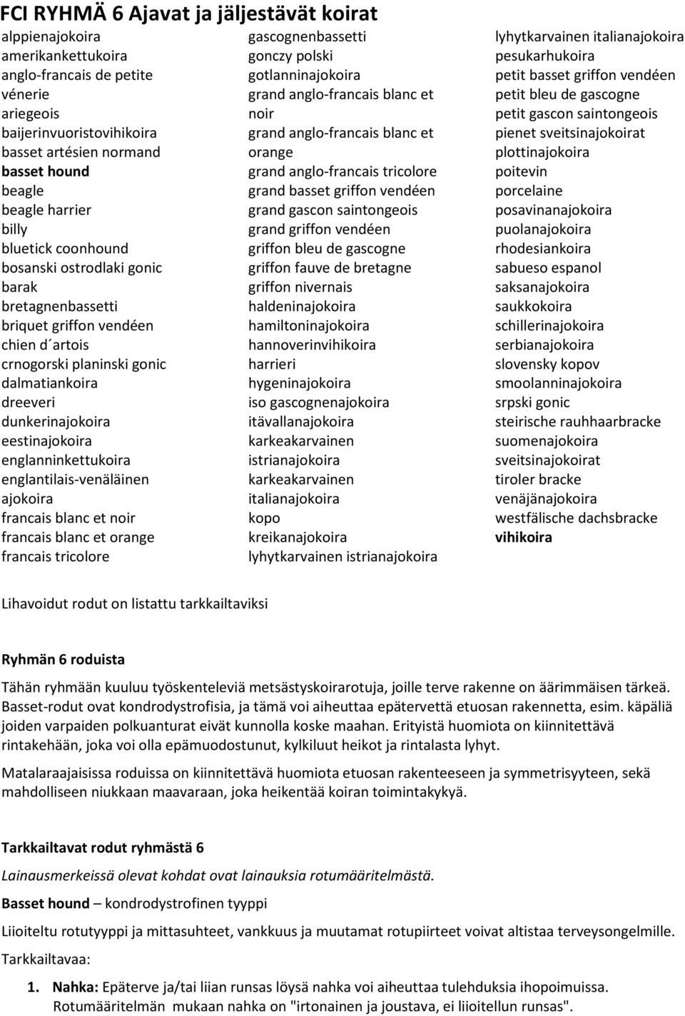 eestinajokoira englanninkettukoira englantilais-venäläinen ajokoira francais blanc et noir francais blanc et orange francais tricolore gascognenbassetti gonczy polski gotlanninajokoira grand