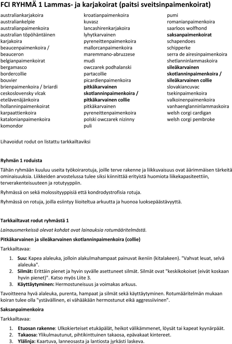 kroatianpaimenkoira kuvasz lancashirenkarjakoira lyhytkarvainen pyreneittenpaimenkoira mallorcanpaimenkoira maremmano-abruzzese mudi owczarek podhalanski partacollie picardienpaimenkoira