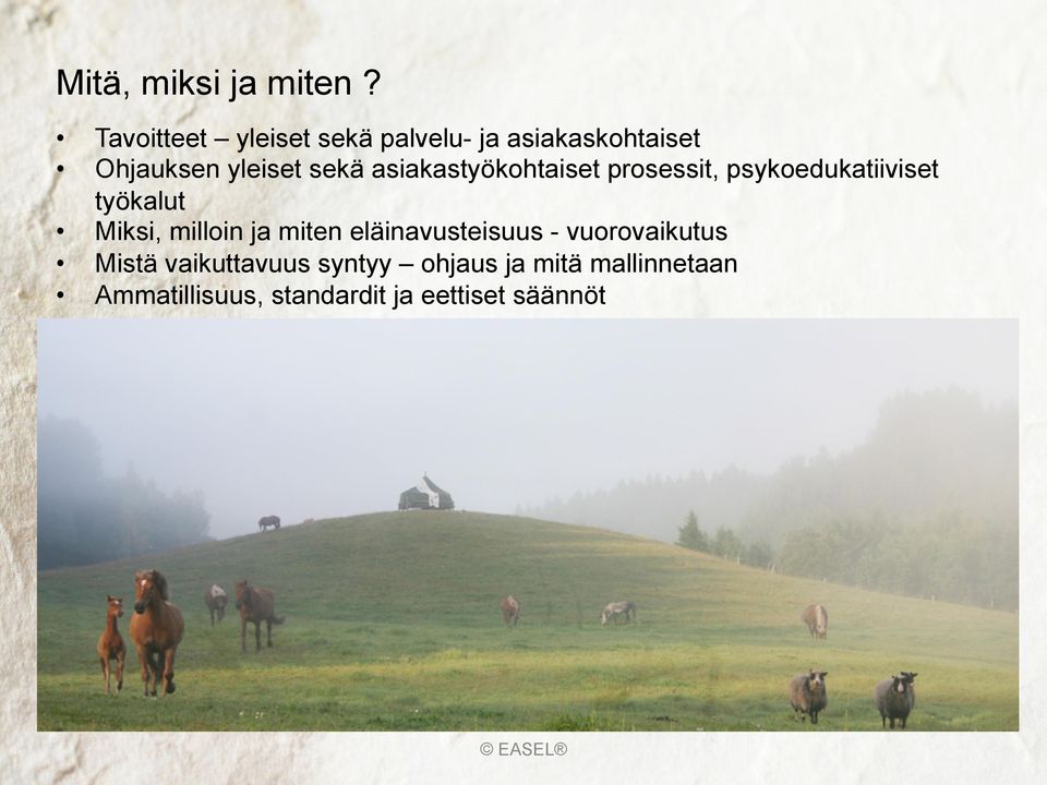 asiakastyökohtaiset prosessit, psykoedukatiiviset työkalut Miksi, milloin ja