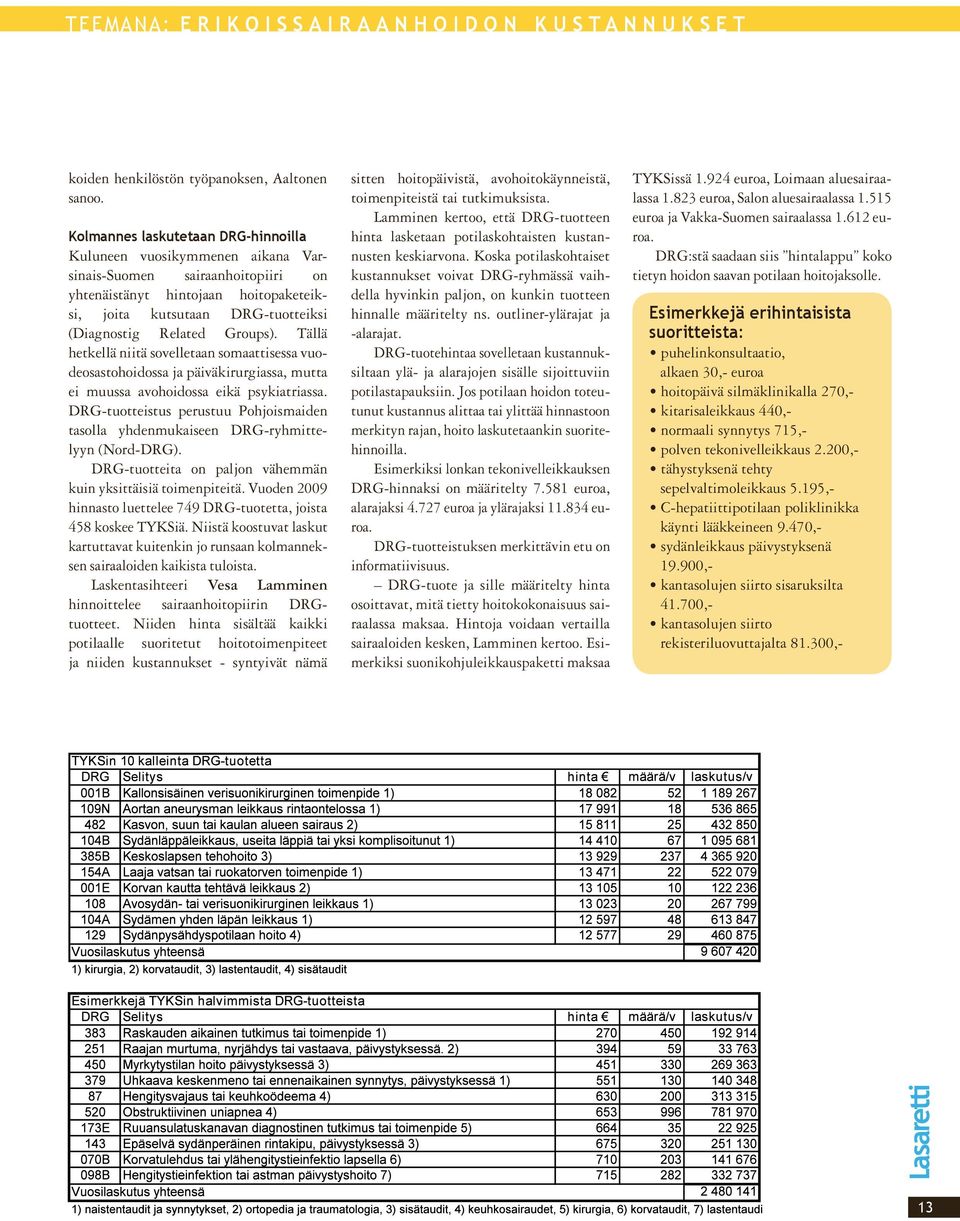 Groups). Tällä hetkellä niitä sovelletaan somaattisessa vuodeosastohoidossa ja päiväkirurgiassa, mutta ei muussa avohoidossa eikä psykiatriassa.