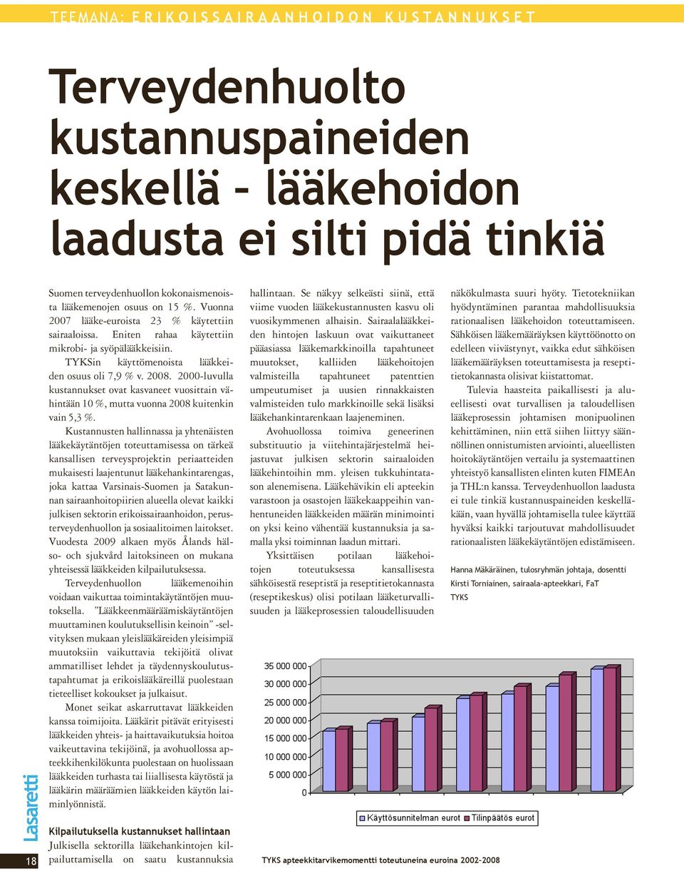 2000-luvulla kustannukset ovat kasvaneet vuosittain vähintään 10 %, mutta vuonna 2008 kuitenkin vain 5,3 %.