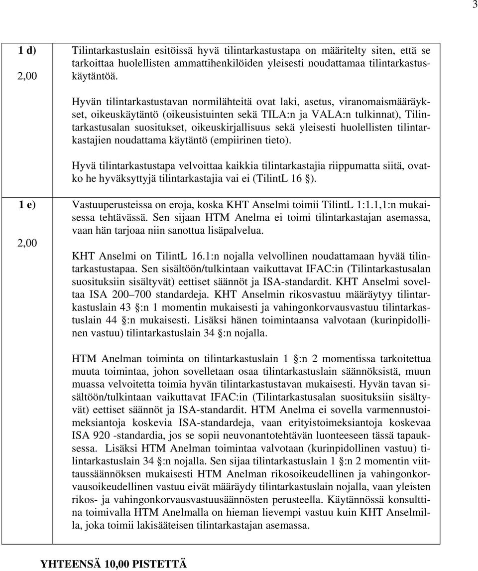 sekä yleisesti huolellisten tilintarkastajien noudattama käytäntö (empiirinen tieto).