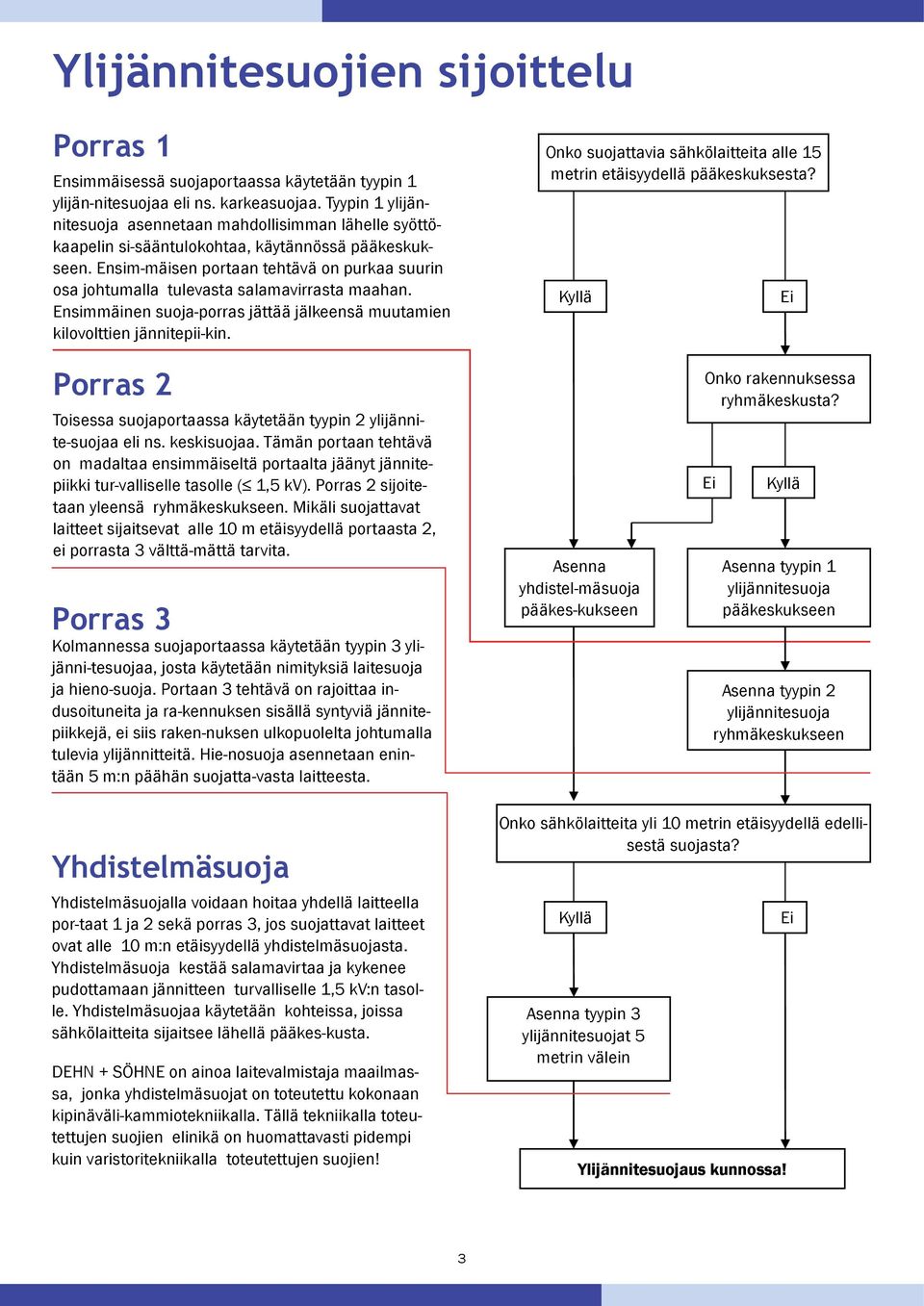 Ensim-mäisen portaan tehtävä on purkaa suurin osa johtumalla tulevasta salamavirrasta maahan. Ensimmäinen suoja-porras jättää jälkeensä muutamien kilovolttien jännitepii-kin.