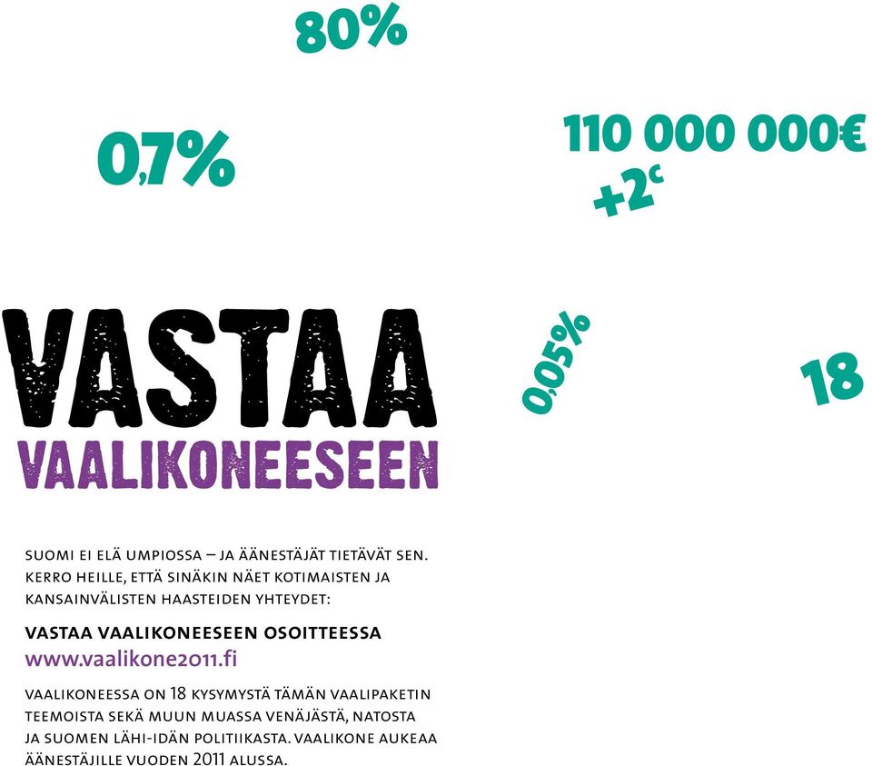 vaalikoneeseen osoitteessa www.vaalikone2011.