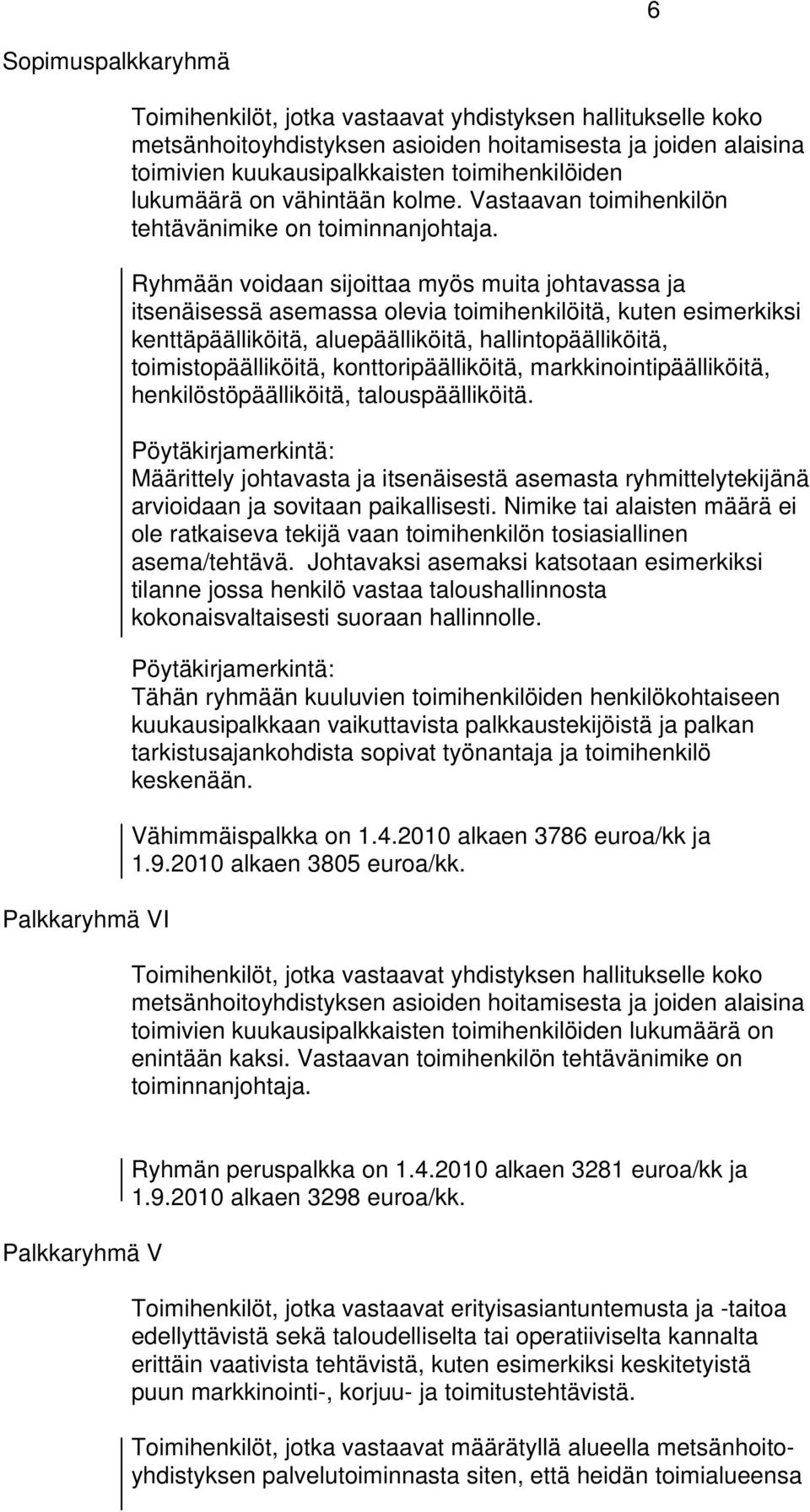 Ryhmään voidaan sijoittaa myös muita johtavassa ja itsenäisessä asemassa olevia toimihenkilöitä, kuten esimerkiksi kenttäpäälliköitä, aluepäälliköitä, hallintopäälliköitä, toimistopäälliköitä,