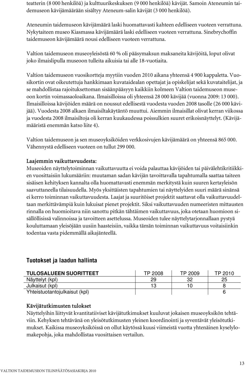 Sinebrychoffin taidemuseon kävijämäärä nousi edelliseen vuoteen verrattuna.