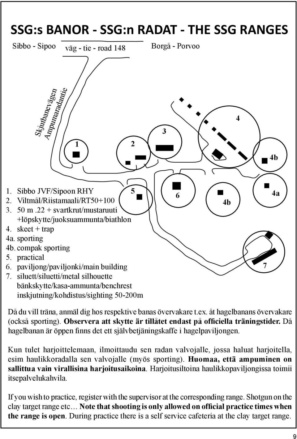 siluett/siluetti/metal silhouette bänkskytte/kasa-ammunta/benchrest inskjutning/kohdistus/sighting 50-200m 6 4b 7 4a Då du vill träna, anmäl dig hos respektive banas övervakare t.ex.