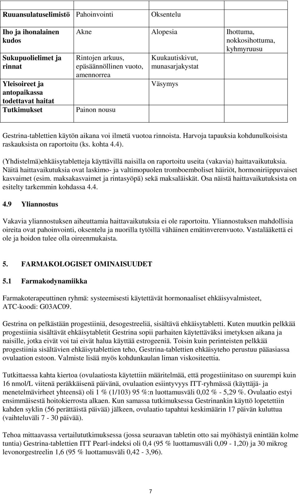 Harvoja tapauksia kohdunulkoisista raskauksista on raportoitu (ks. kohta 4.4). (Yhdistelmä)ehkäisytabletteja käyttävillä naisilla on raportoitu useita (vakavia) haittavaikutuksia.