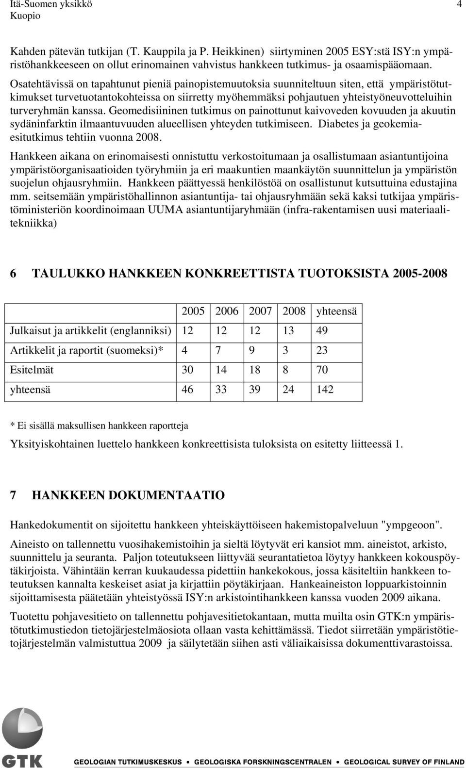 Osatehtävissä on tapahtunut pieniä painopistemuutoksia suunniteltuun siten, että ympäristötutkimukset turvetuotantokohteissa on siirretty myöhemmäksi pohjautuen yhteistyöneuvotteluihin turveryhmän