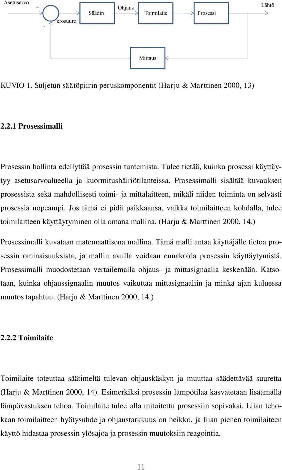 Prosessimalli sisältää kuvauksen prosessista sekä mahdollisesti toimi- ja mittalaitteen, mikäli niiden toiminta on selvästi prosessia nopeampi.