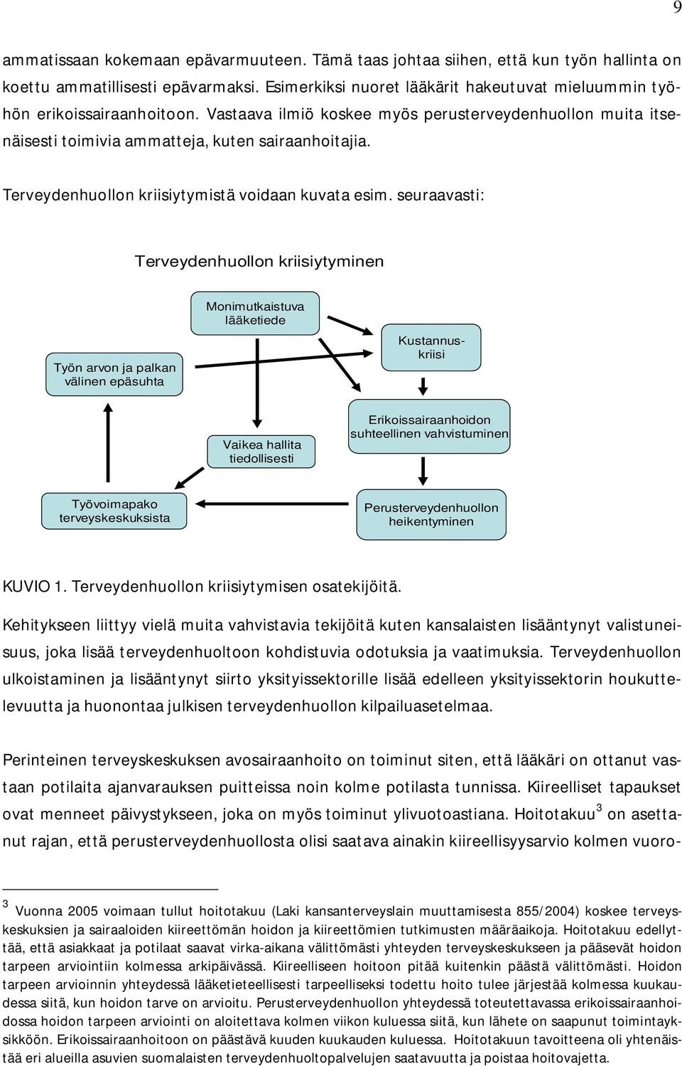 Terveydenhuollon kriisiytymistä voidaan kuvata esim.