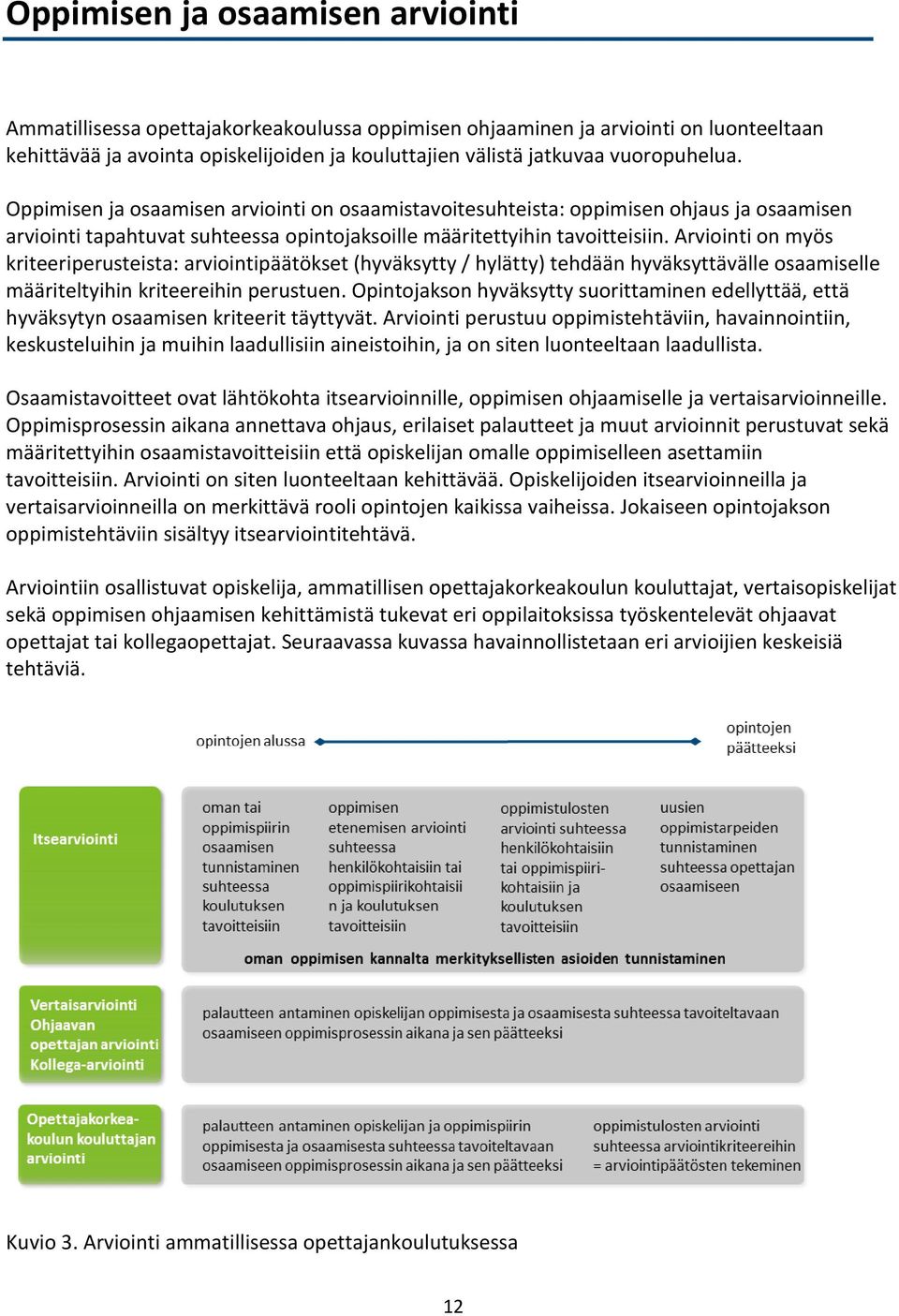 Arviointi on myös kriteeriperusteista: arviointipäätökset (hyväksytty / hylätty) tehdään hyväksyttävälle osaamiselle määriteltyihin kriteereihin perustuen.