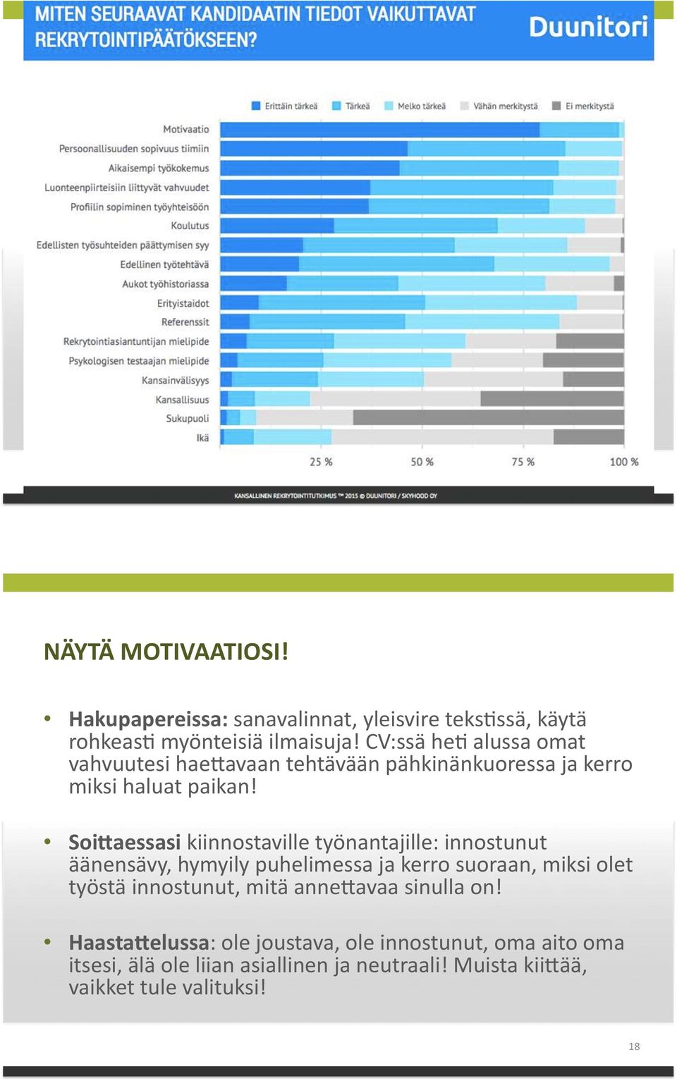 2 SoiOaessasi2kiinnostaville2työnantajille:2innostunut2 äänensävy,2hymyily2puhelimessa2ja2kerro2suoraan,2miksi2olet2