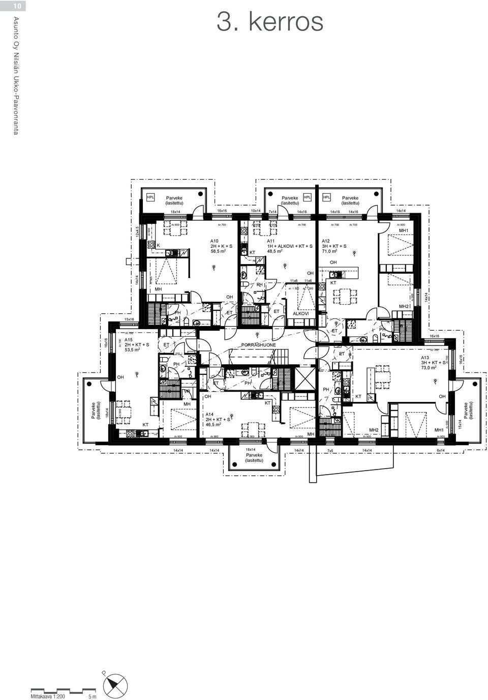 ALKOVI 2 A15 2H + + 53,5 m 2 PORRAHONE A13 3H + + 73,0 m 2 VH A14 2H + + 46,5 m 2 Ar.