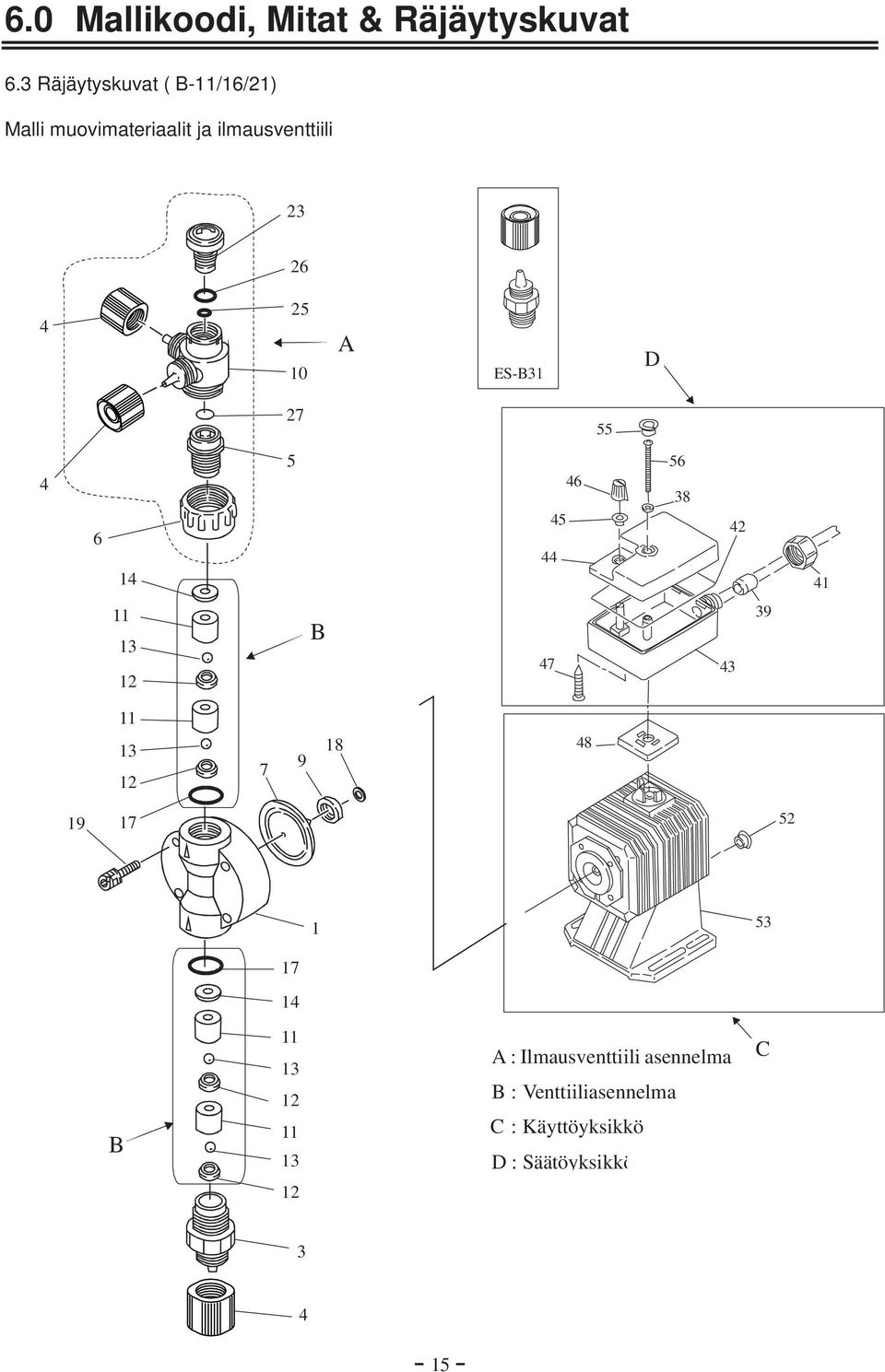 ES-B31 D 27 55 4 6 14 5 46 45 44 56 38 42 41 11 13 12 B 47 43 39 11 13 12 7 9 18 48 19