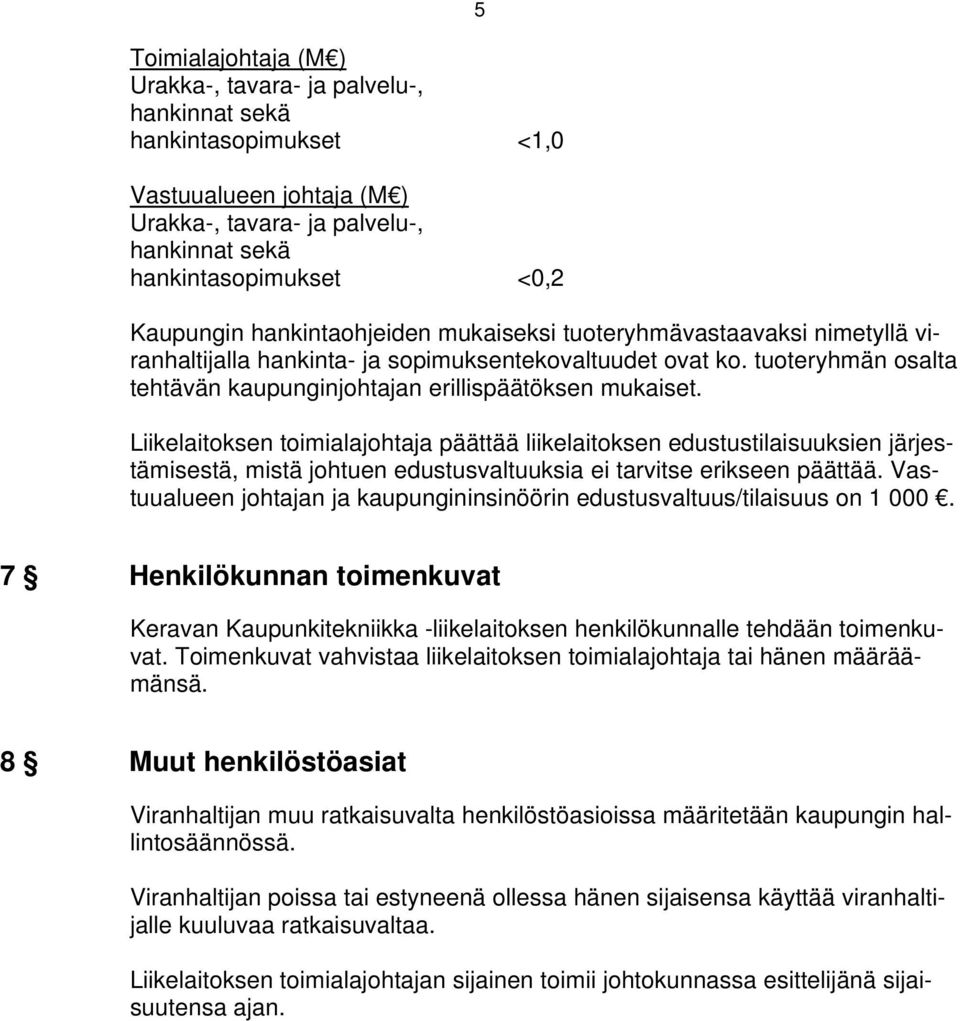 Liikelaitoksen toimialajohtaja päättää liikelaitoksen edustustilaisuuksien järjestämisestä, mistä johtuen edustusvaltuuksia ei tarvitse erikseen päättää.