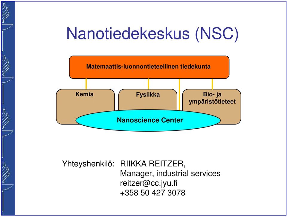 Nanoscience Center Yhteyshenkilö: RIIKKA REITZER,