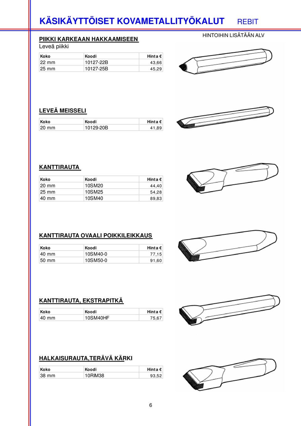 mm 10SM25 54,28 40 mm 10SM40 89,83 KANTTIRAUTA OVAALI POIKKILEIKKAUS 40 mm 10SM40-0 77,15 50 mm