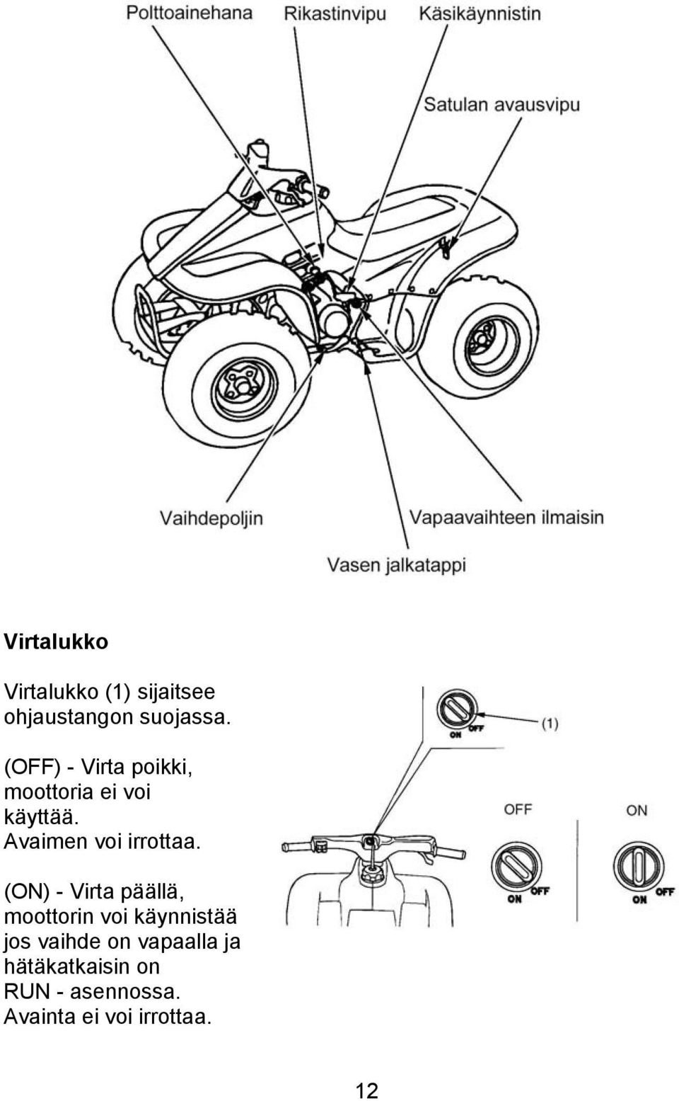 Avaimen voi irrottaa.