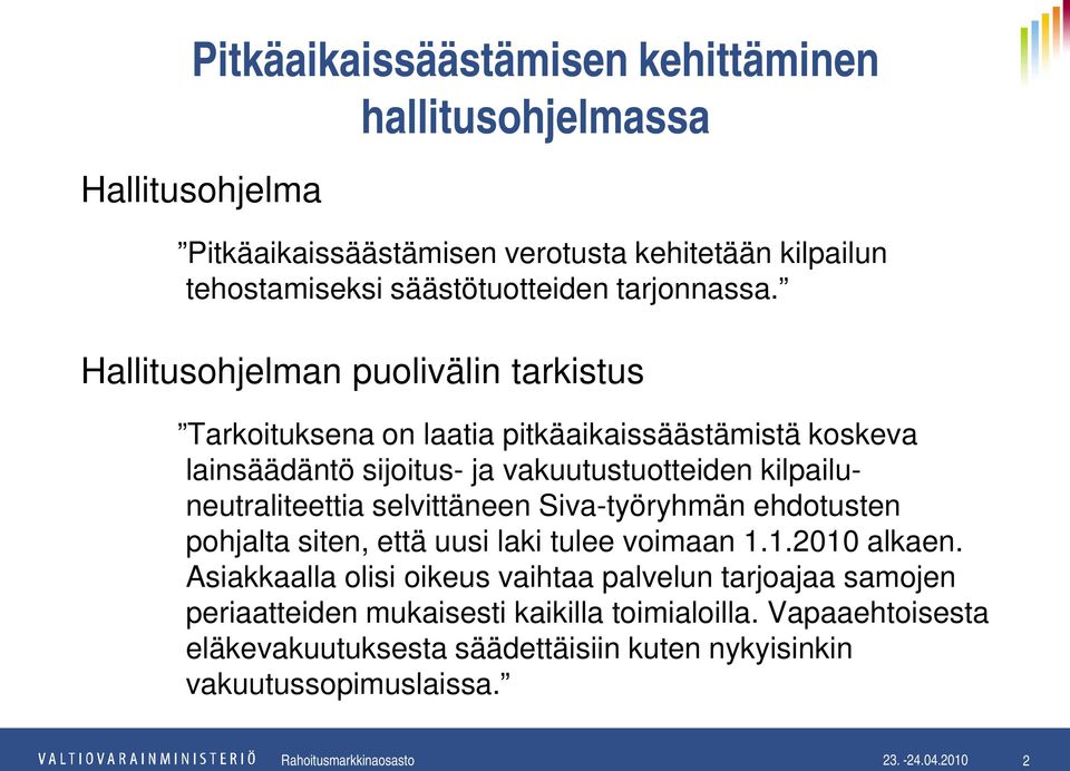 selvittäneen Siva-työryhmän ehdotusten pohjalta siten, että uusi laki tulee voimaan 1.1.2010 alkaen.