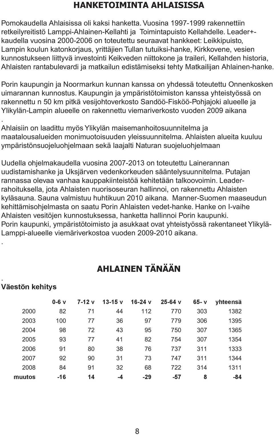 Keikveden niittokone ja traileri, Kellahden historia, Ahlaisten rantabulevardi ja matkailun edistämiseksi tehty Matkailijan Ahlainen-hanke.