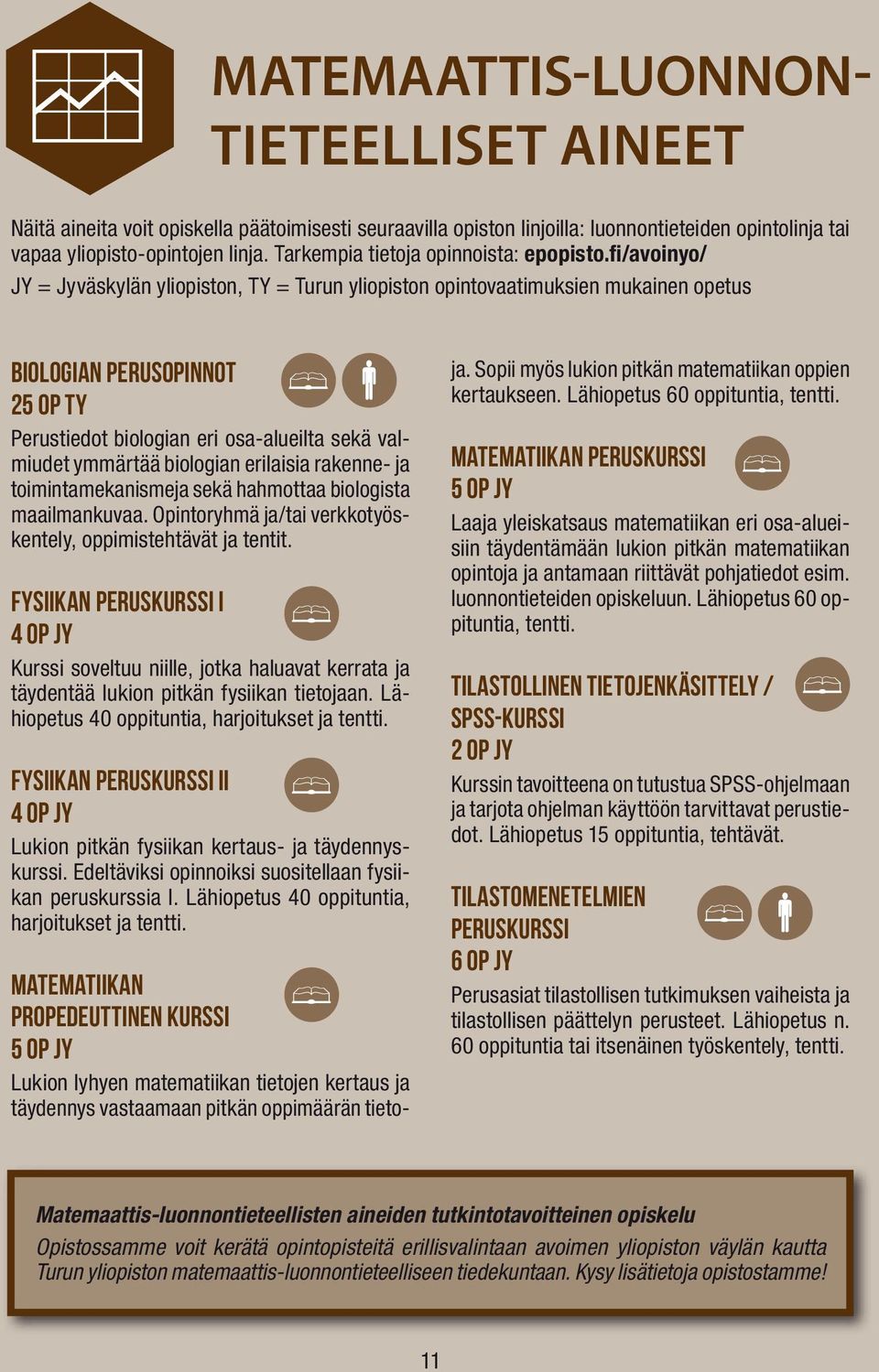 fi/avoinyo/ JY = Jyväskylän yliopiston, TY = Turun yliopiston opintovaatimuksien mukainen opetus Biologian perusopinnot 25 op TY Perustiedot biologian eri osa-alueilta sekä valmiudet ymmärtää