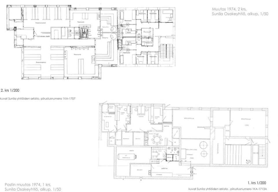 1KA-1707 Postin muutos 1974, 1 krs, Sunila Osakeyhtiö, alkup,