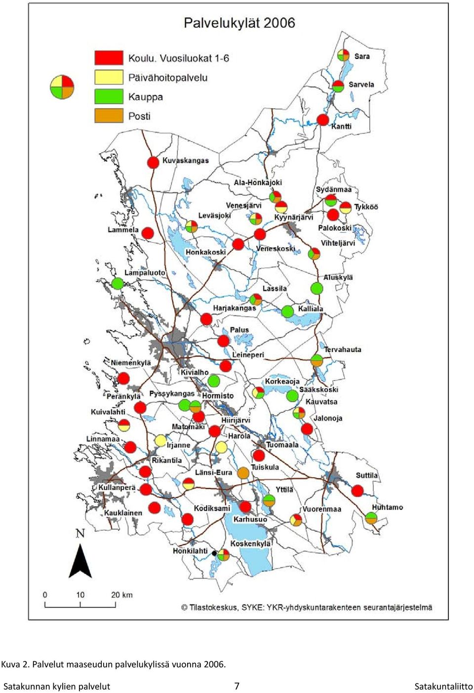 palvelukylissä vuonna