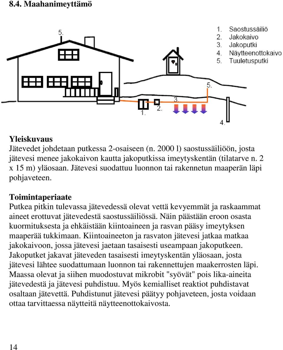 Toimintaperiaate Putkea pitkin tulevassa jätevedessä olevat vettä kevyemmät ja raskaammat aineet erottuvat jätevedestä saostussäiliössä.