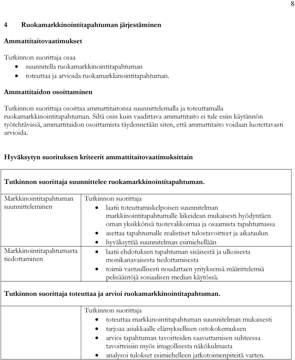 Siltä osin kuin vaadittava ammattitaito ei tule esiin käytännön työtehtävissä, ammattitaidon osoittamista täydennetään siten, että ammattitaito voidaan luotettavasti arvioida.