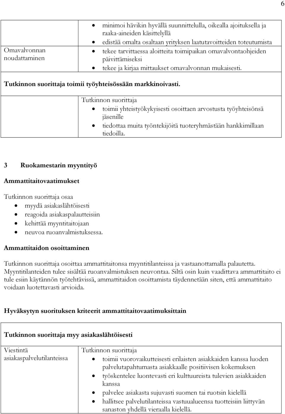 toimii yhteistyökykyisesti osoittaen arvostusta työyhteisönsä jäsenille tiedottaa muita työntekijöitä tuoteryhmästään hankkimillaan tiedoilla.