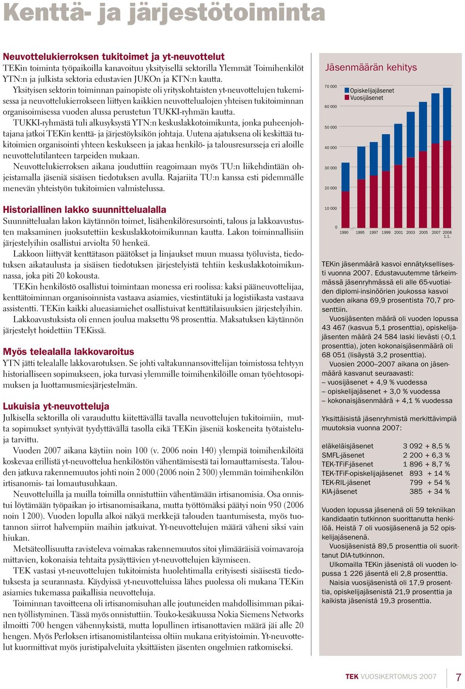 Yksityisen sektorin toiminnan painopiste oli yrityskohtaisten yt-neuvottelujen tukemisessa ja neuvottelukierrokseen liittyen kaikkien neuvottelualojen yhteisen tukitoiminnan organisoimisessa vuoden