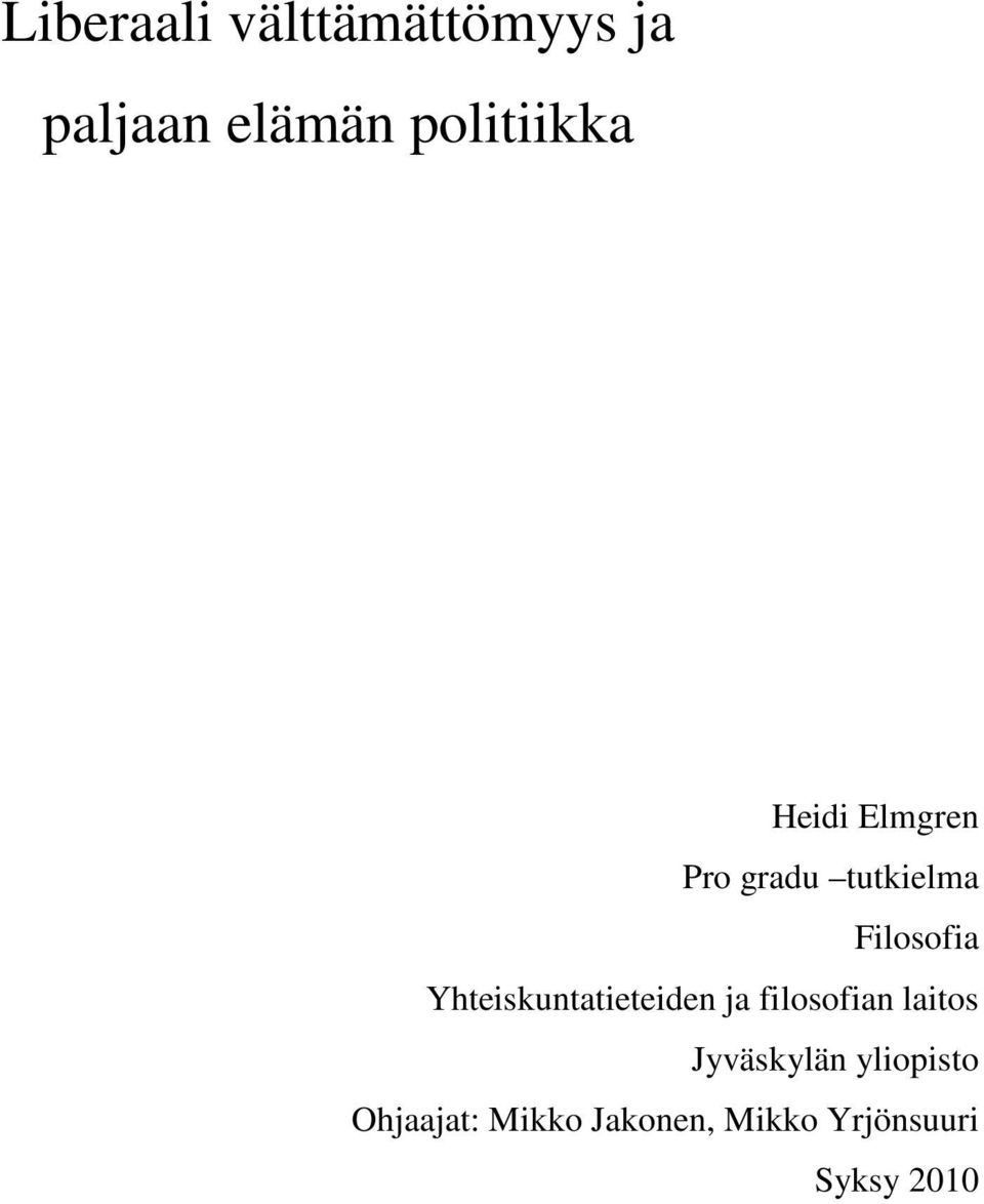 Filosofia Yhteiskuntatieteiden ja filosofian laitos