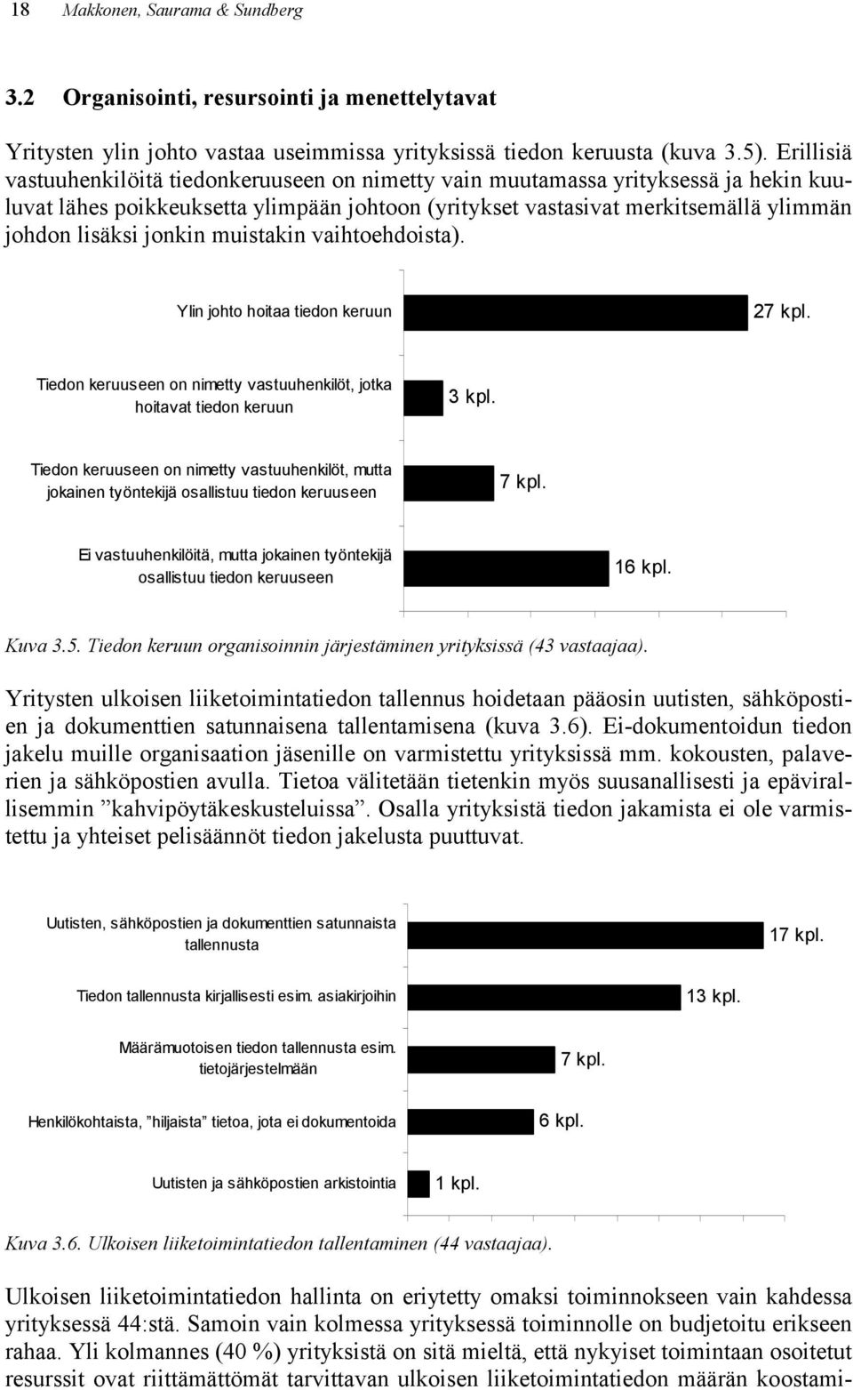 jonkin muistakin vaihtoehdoista). Ylin johto hoitaa tiedon keruun 27 kpl. Tiedon keruuseen on nimetty vastuuhenkilöt, jotka hoitavat tiedon keruun 3 kpl.