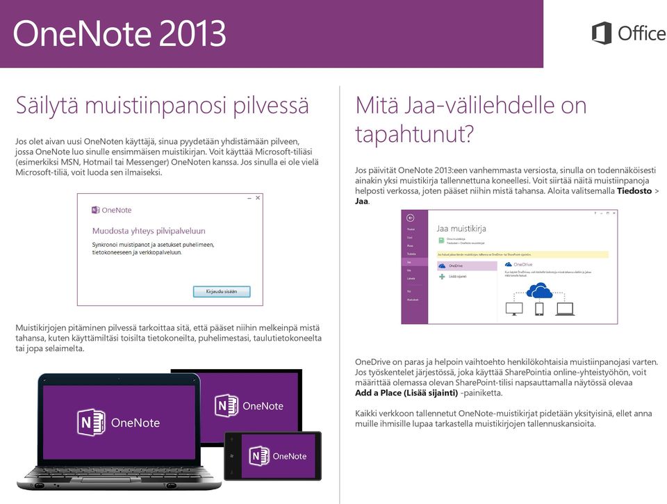 Jos päivität OneNote 2013:een vanhemmasta versiosta, sinulla on todennäköisesti ainakin yksi muistikirja tallennettuna koneellesi.