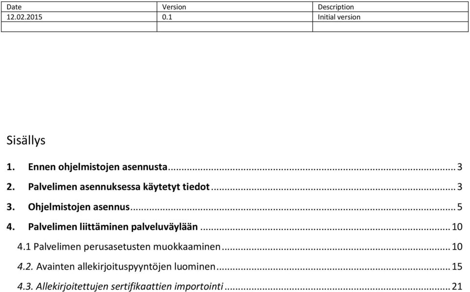 Ohjelmistojen asennus... 5 4. Palvelimen liittäminen palveluväylään... 10 4.