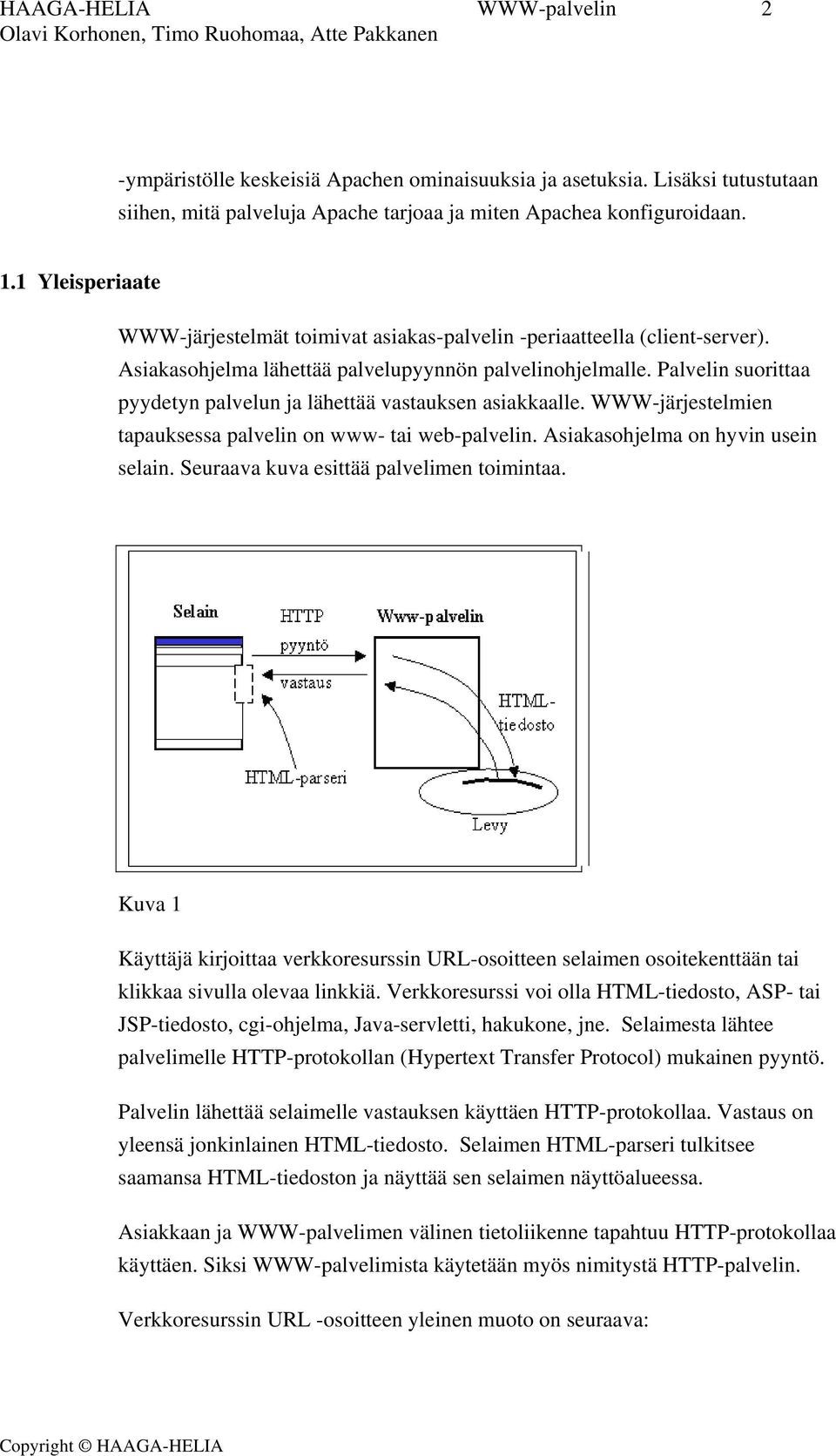 Palvelin suorittaa pyydetyn palvelun ja lähettää vastauksen asiakkaalle. WWW-järjestelmien tapauksessa palvelin on www- tai web-palvelin. Asiakasohjelma on hyvin usein selain.