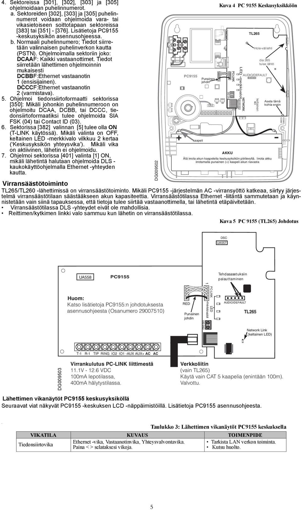 Normaali puhelinnumero; Tiedot siirretään valinnaisen puhelinverkon kautta (PSTN). Ohjelmoimalla sektoriin joko: DCAAF: Kaikki vastaanottimet.