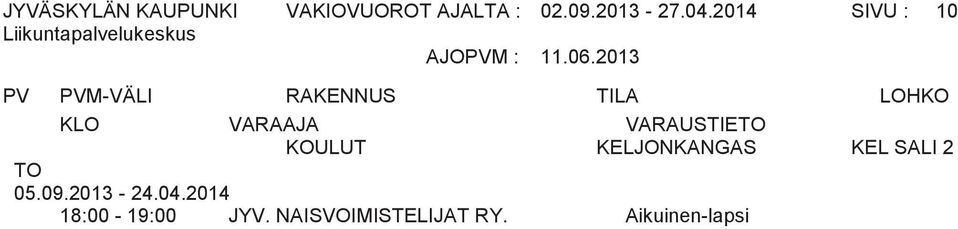 2014 SIVU : 10 KOULUT LJONKANGAS L