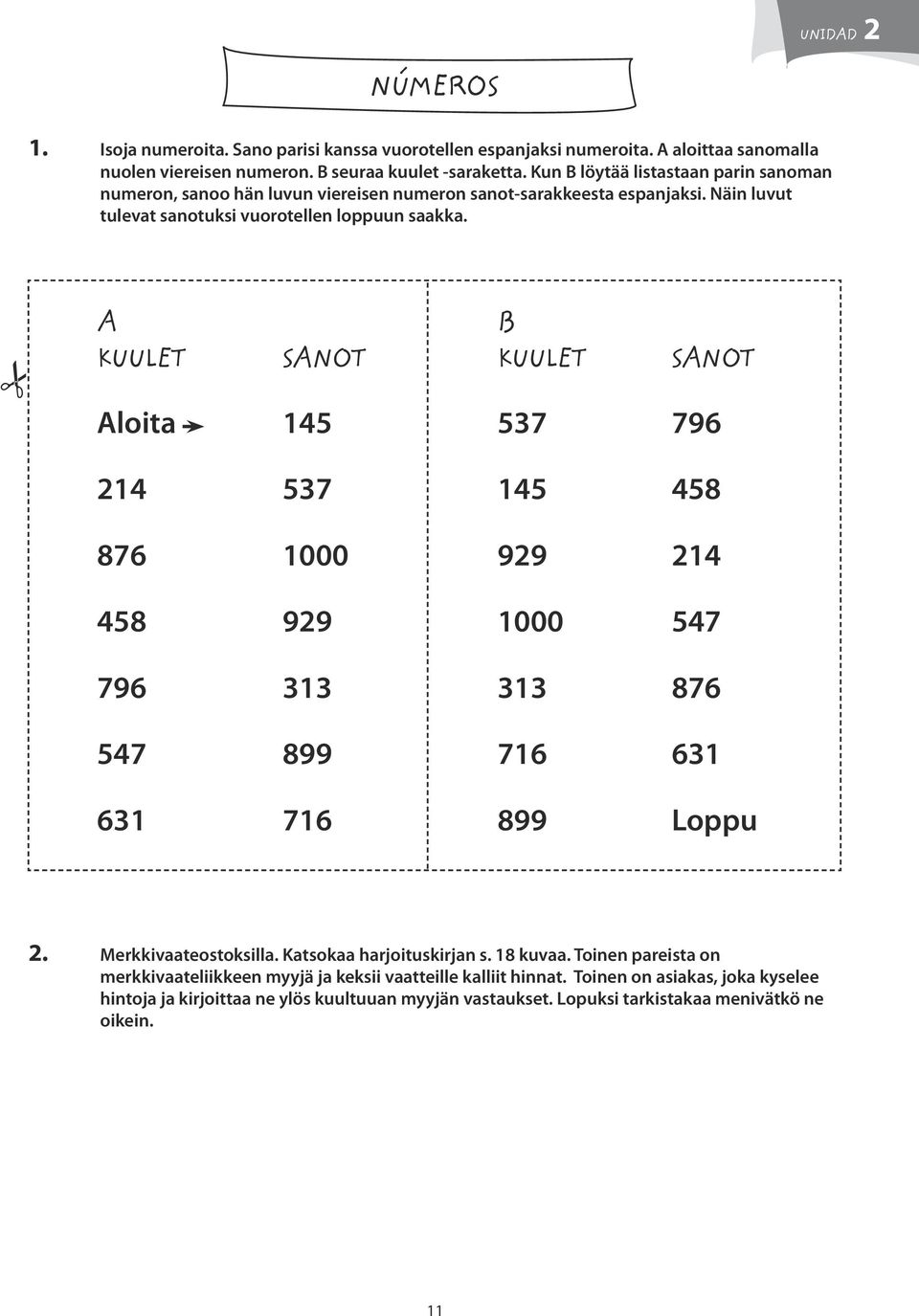 A B KUULET SANOT KUULET SANOT Aloita 145 537 796 214 537 145 458 876 1000 929 214 458 929 1000 547 796 313 313 876 547 899 716 631 631 716 899 Loppu 2. Merkkivaateostoksilla.