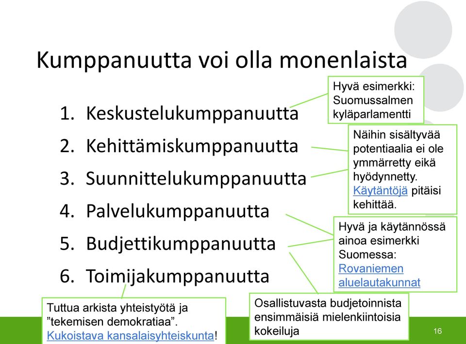 Hyvä esimerkki: Suomussalmen kyläparlamentti Näihin sisältyvää potentiaalia ei ole ymmärretty eikä hyödynnetty.